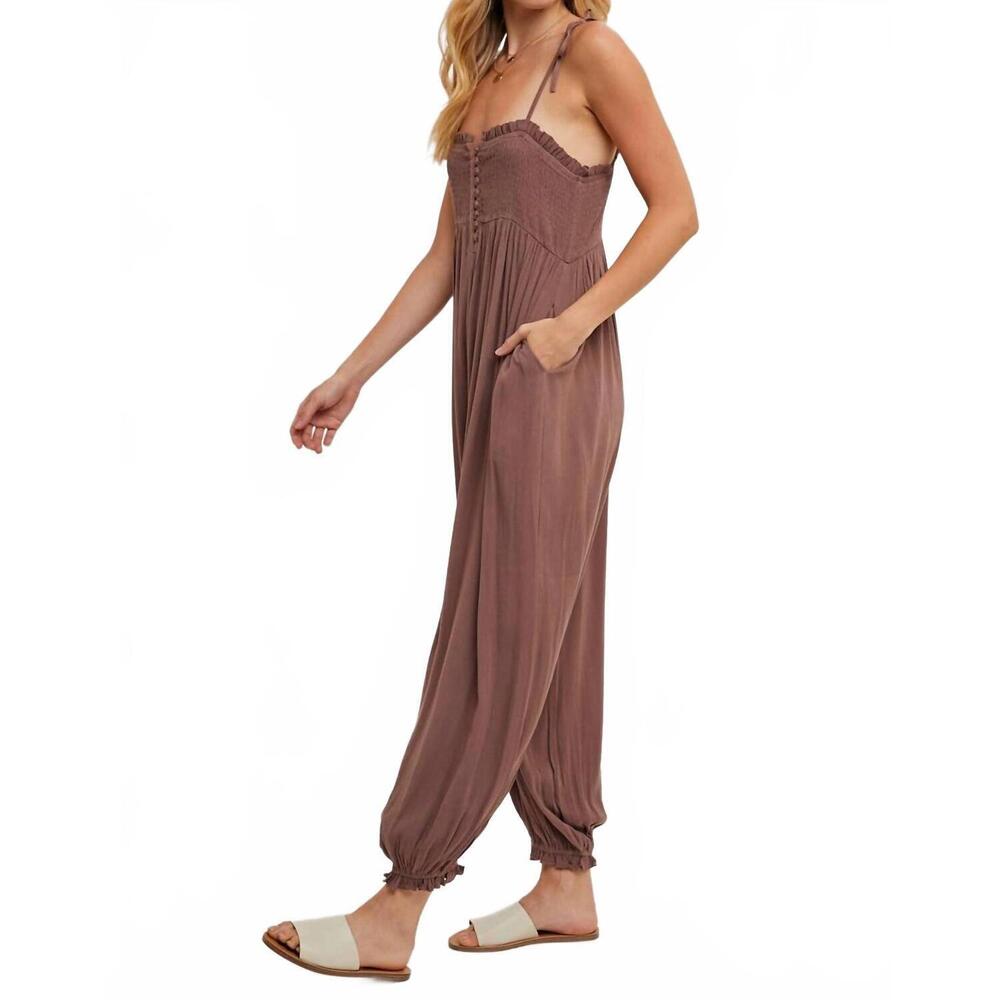 NEW BLUIVY shoulder tie jumpsuit in mocha - Picture 4 of 8